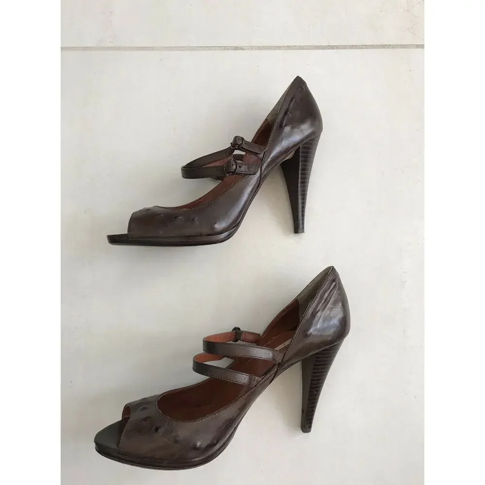 Max Studio Xpand Leather Peep Toe Heels